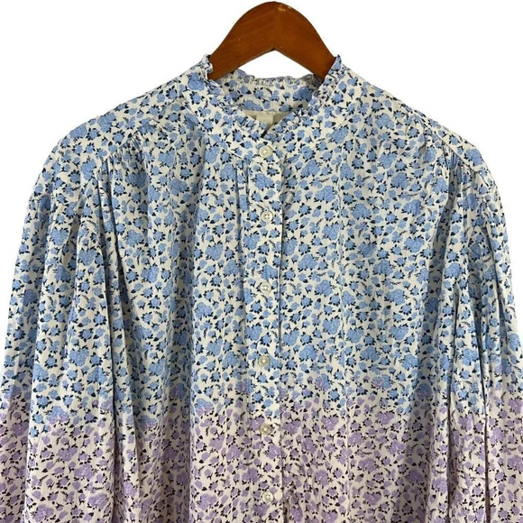 Style & Co Rose Pattern Button Up Shirt Ombre Ruffled Collar NWT $49.50 - Picture 2 of 8